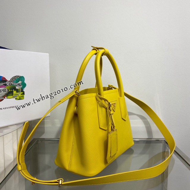 Prada專櫃新款迷你號DoubleBagmini號購物袋 1BG443 普拉達粗十字紋牛皮手提女包 csp1102